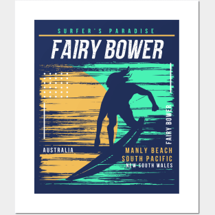 Retro Surfing Fairy Bower Manly Beach Australia // Vintage Surfer Beach // Surfer's Paradise Posters and Art